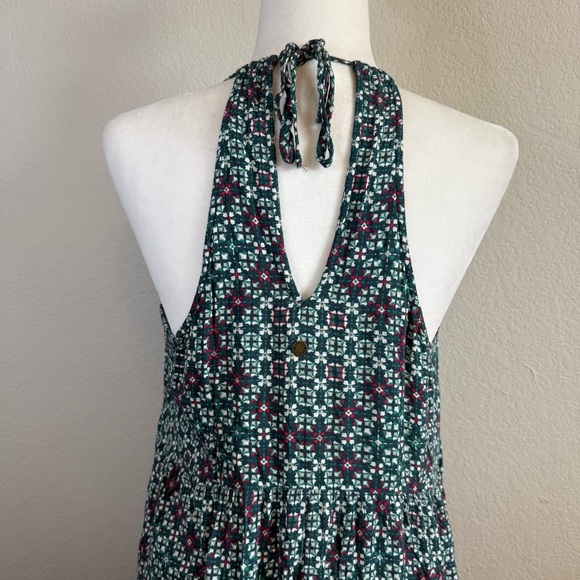 Roxy Start Something Green Pink Strappy Maxi Dress Lightweight Boho Tie Back XL - Picture 10 of 15